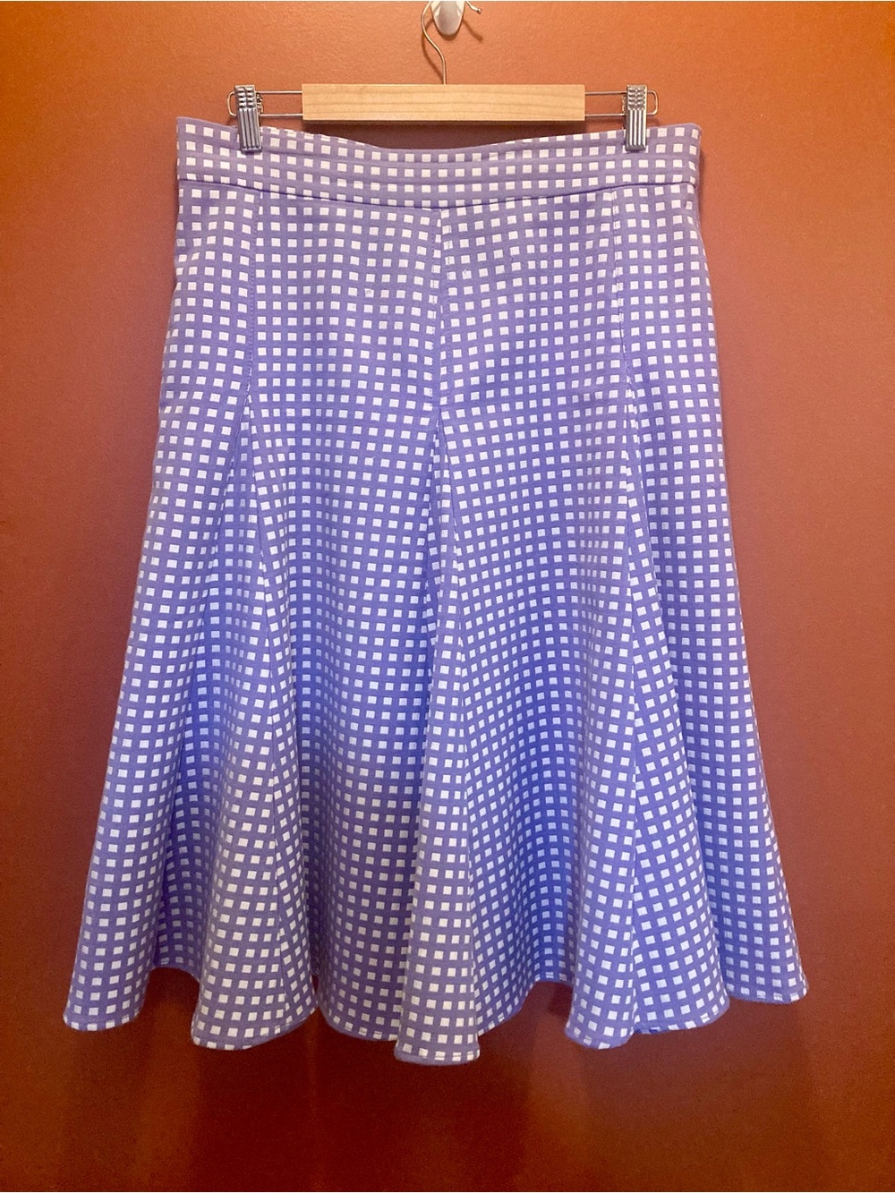 eva mendes for New York & Company - Lavender Gingham Skirt with pockets